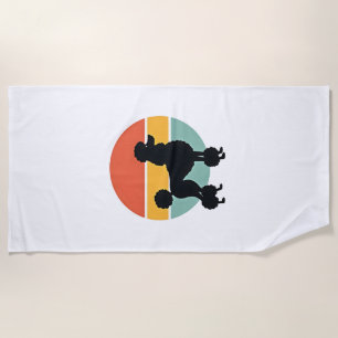 Vintage Pudel Sonnenuntergang Retro Hund Silhouett Strandtuch