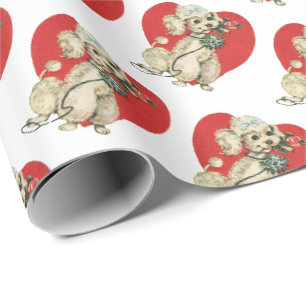 Vintage-Pudel-Valentinstag-Geschenkpapier Geschenkpapier