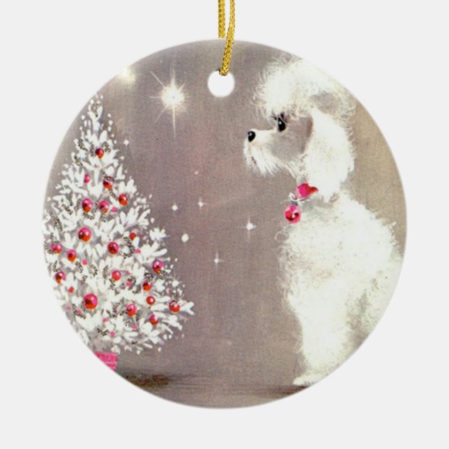Vintage Pudel-Verzierung Keramik Ornament (Vorne)
