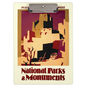 Vintage Pueblos des Südwestens WPA Poster Art Klemmbrett