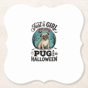 Vintage-Pug-Halloween-Mädchen-Hundeliebhaber-Shirt Untersetzer