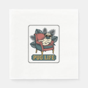 Vintage Pug Leben Coole Hunde Sonnenbrille Design_ Serviette