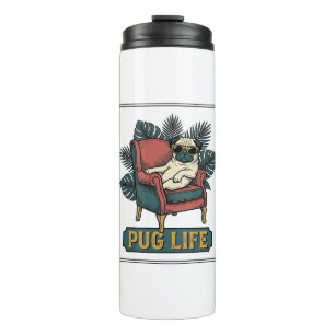 Vintage Pug Leben Coole Hunde Sonnenbrille Design_ Thermosbecher