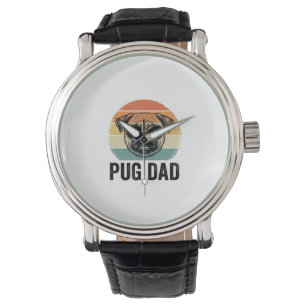 Vintage-Pug-Vater-Gravur-Hunde-Liebhaber-Design_1 Armbanduhr