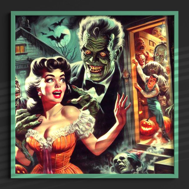 Vintage Pulp Horror Girl Illustration Poster (Von Creator hochgeladen)