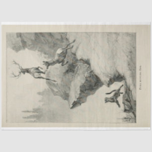 Vintage Puma Junting Elk Ephemera Decoupage Seidenpapier