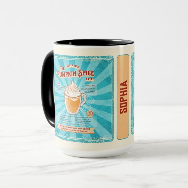 Vintage Pumpkin GewürzLatte - Rezept Poster Tasse (Vorderseite Links)