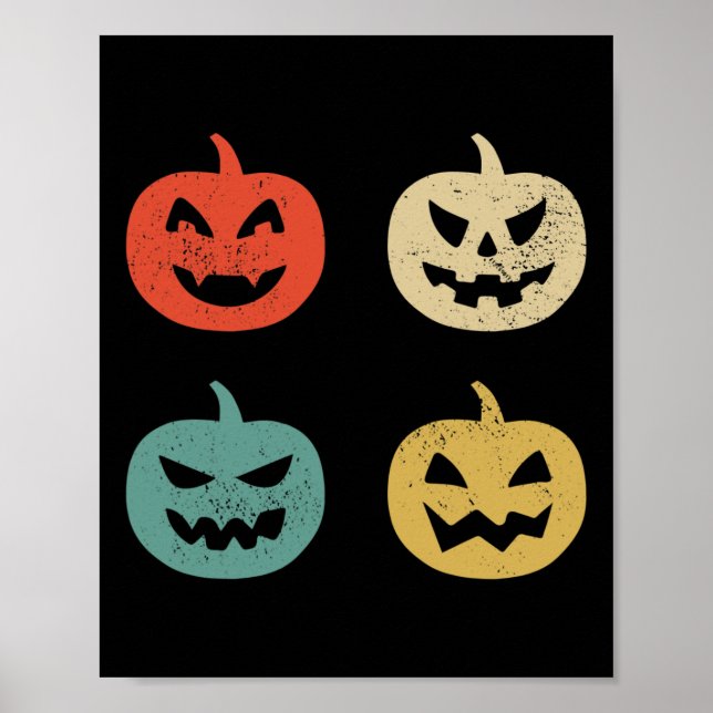 Vintage Pumpkins Fun Halloween Retro-Geschenk Poster (Vorne)