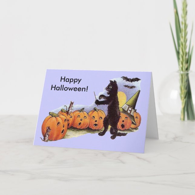 Vintage Pumpkins Singkarte Karte (Vorderseite)