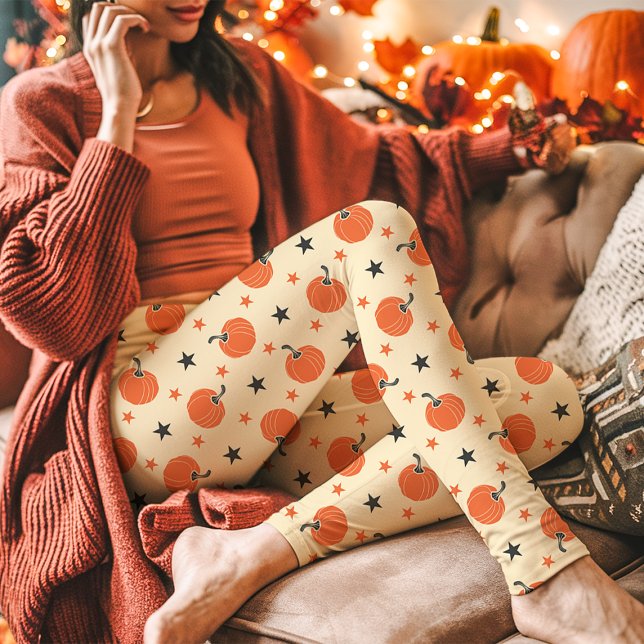 Vintage Pumpkins und Sternenkrebs Halloween Leggings (Von Creator hochgeladen)