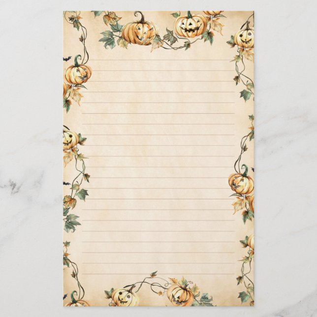 Vintage Pumpkins und Weinreben im Herbst Briefpapier (Vorderseite)
