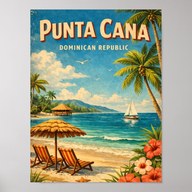 Vintage Punta Cana Dominican Republic Rustic  Poster (Vorne)