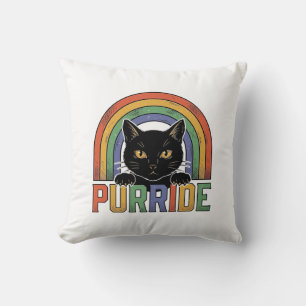 Vintage Purride Schwarze Katze Regenbogen-Shirt De Kissen