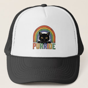 Vintage Purride Schwarze Katze Regenbogen-Shirt De Truckerkappe