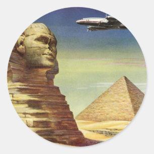 Vintage Pyramiden, die Große Sphinx von Gizeh, Ägy Runder Aufkleber