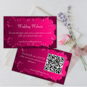Vintage QR-Hochzeitkarte für rosa Perchment-Rollen Begleitkarte