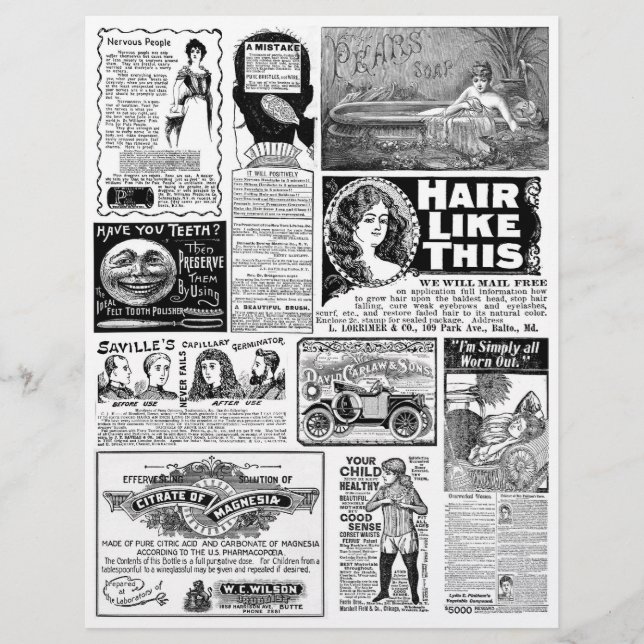 Vintage Quack Newspaper Ads (nicht KI) (Vorderseite)