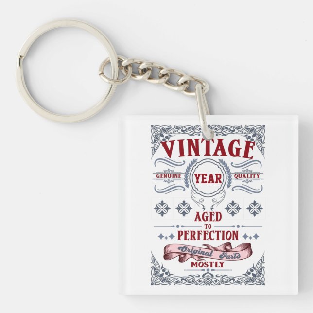 Vintage Qualität, Geburtstag Vintag Schlüsselanhänger (Vorderseite)