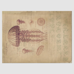 Vintage Quallen-Dekoupage Seidenpapier