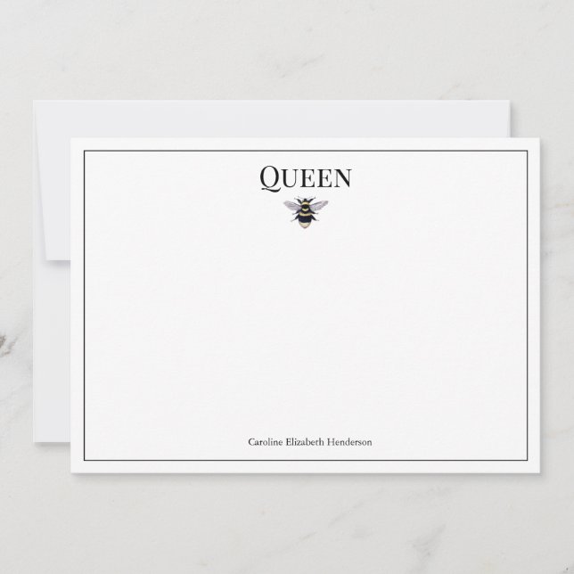Vintage Queen Bee Classic Personalisierte Note Car Mitteilungskarte (Vorderseite)