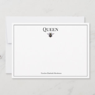 Vintage Queen Bee Classic personalisierte Notizkar Mitteilungskarte