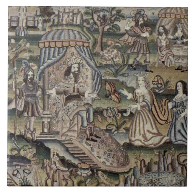 Vintage Queen Esther Tapestry Stickerei Lila Fliese (Vorderseite)