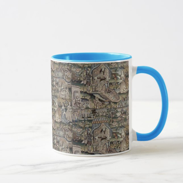Vintage Queen Esther Tapestry Stickerei Lila Tasse (Rechts)