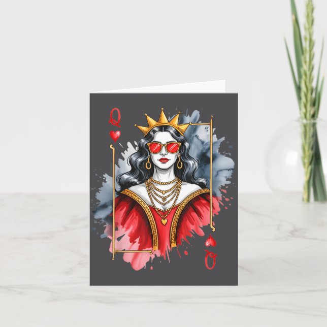 Vintage Queen Hearts Valentines Card Karte (Vorderseite)