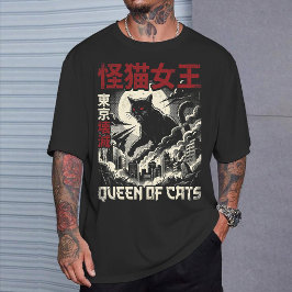 Vintage Queen of Cats Black Monster Cat Japan  T-Shirt