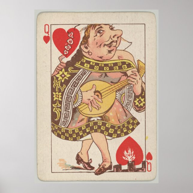 Vintage Queen of Hearts Playing Card (1889) Poster (Vorne)