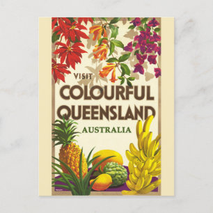 Vintage Queenland Australien Farbige Reise Postkarte