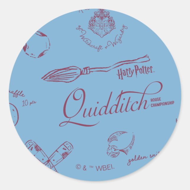 Vintage QUIDDITCH™ Sketch Pattern Runder Aufkleber (Vorderseite)