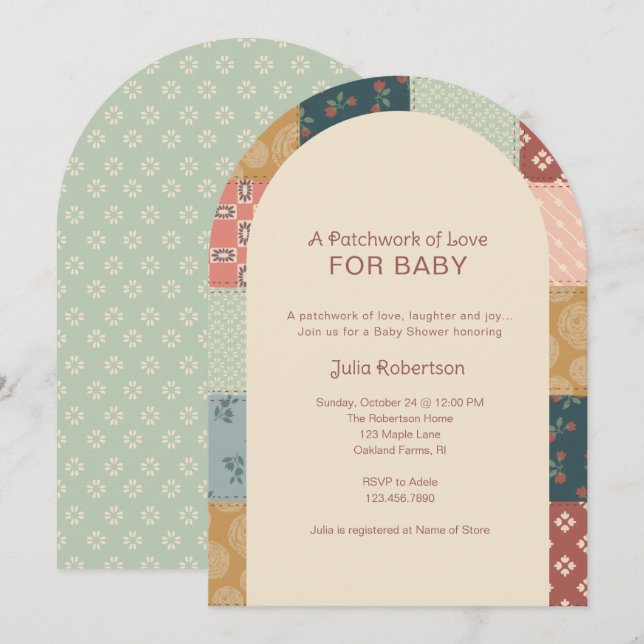 Vintage Quilt Baby Shower Einladung (Vorne/Hinten)