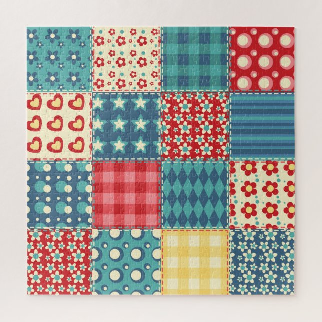 Vintage-Quilt: Patchwork-Hintergrundmuster. (Vertikal)