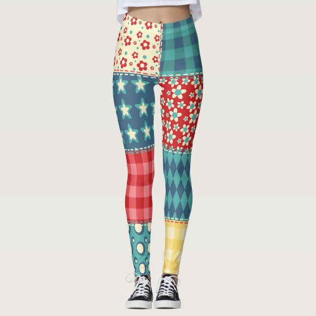 Vintage-Quilt: Patchwork-Hintergrundmuster. Leggings (Vorderseite)
