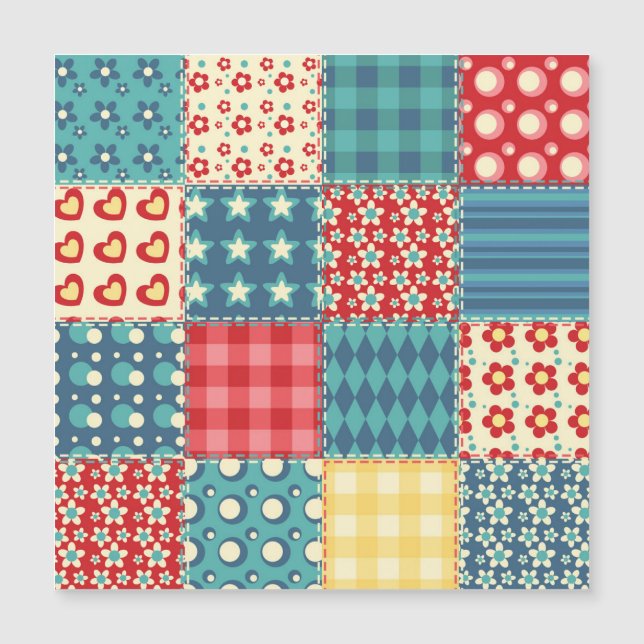 Vintage-Quilt: Patchwork-Hintergrundmuster. Magnetkarte (Vorderseite)