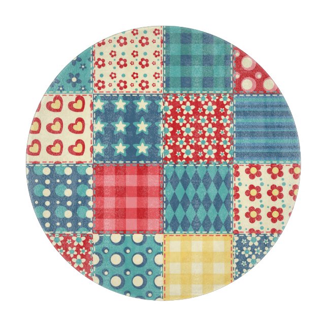 Vintage-Quilt: Patchwork-Hintergrundmuster. Schneidebrett (Vorderseite)