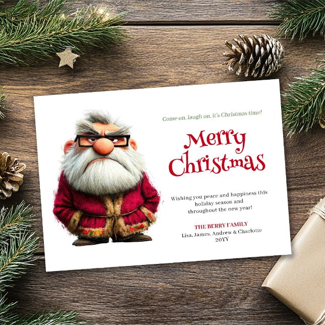 Vintage Quirky Santa Crazy Cartoon Christmas Humor Feiertagskarte (Vintage Quirky Santa Crazy Cartoon Christmas Humor Greeting Card

)