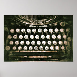 Vintage QWERTYschreibmaschinen-rustikale Tastatur Poster