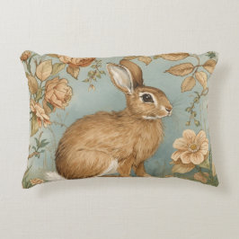 Vintage Rabbit,Bunny Rabbit,Florals Pattern, Retro Dekokissen