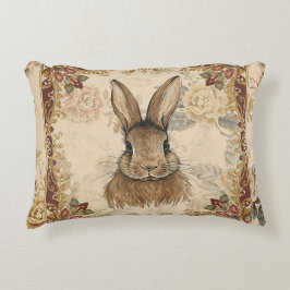 Vintage Rabbit,Cute Rabbit with Flowers Pattern Dekokissen