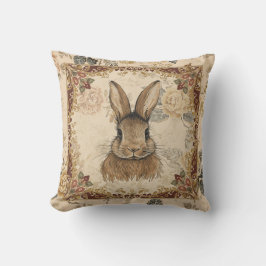 Vintage Rabbit,Cute Rabbit with Flowers Pattern Kissen