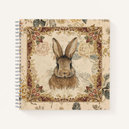 Vintage Rabbit,Cute Rabbit with Flowers Pattern Notizbuch