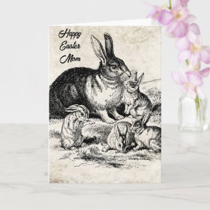 Vintage Rabbit-Familiendarstellung, Baby Bunnies Karte