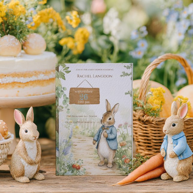 Vintage Rabbit Garden Baby Shower Einladung (Von Creator hochgeladen)