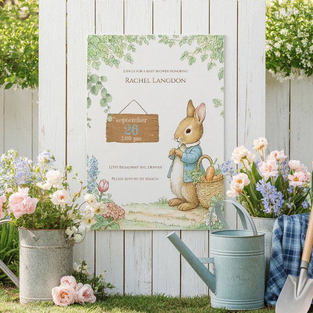 Vintage Rabbit Garden Baby Shower  Einladung (Von Creator hochgeladen)