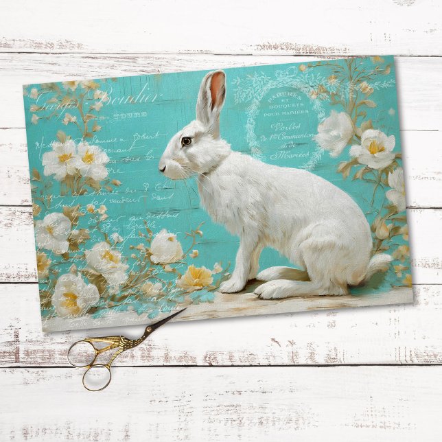 Vintage Rabbit Rustic Floral Decoupage  Seidenpapier (Von Creator hochgeladen)
