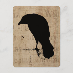 Vintage Raben-Silhouette Retro Goth Ravens Vögel Einladung