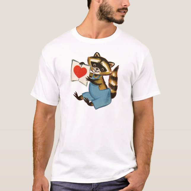 Vintage Raccoon-Liebe T-Shirt (Vorderseite)