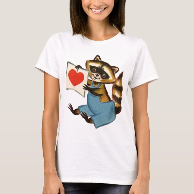 Vintage Raccoon-Liebe T-Shirt (Vorderseite)